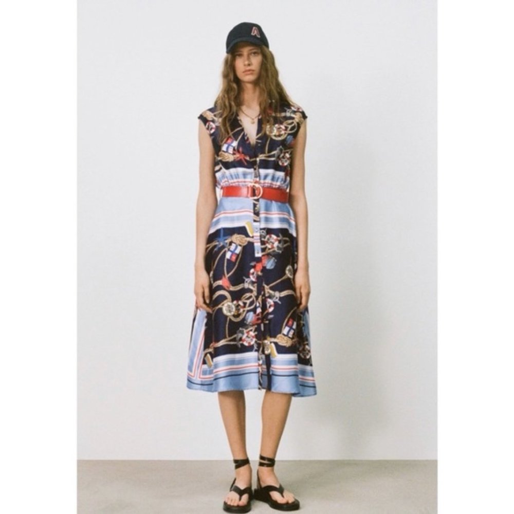 ZARA PRINTED DRESS WITH BELT SS21 NWT Small